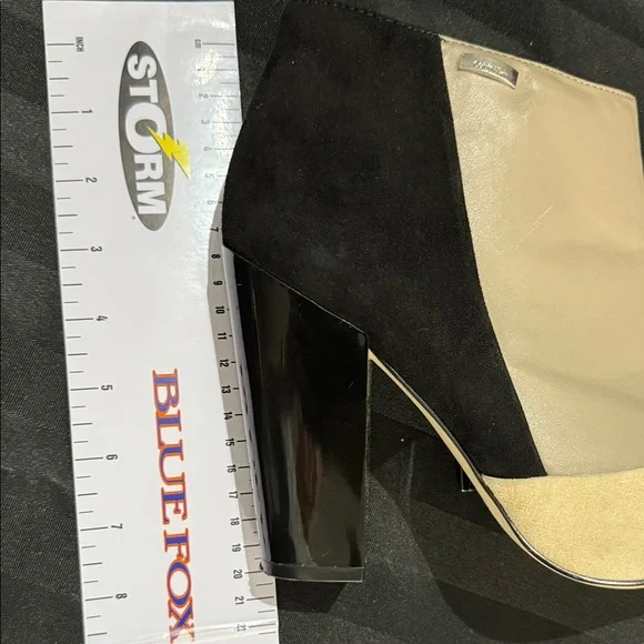 Calvin Klein Black and Beige Heeled Boots - Picture 11 of 11